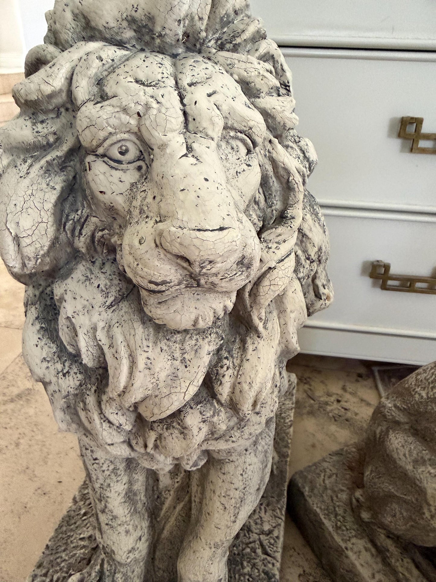 Lion Guardian statue pair of vintage guardian entryway lions