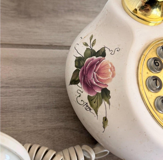 Porcelain French phone with box mcm phone decor Hollywoid regency decor