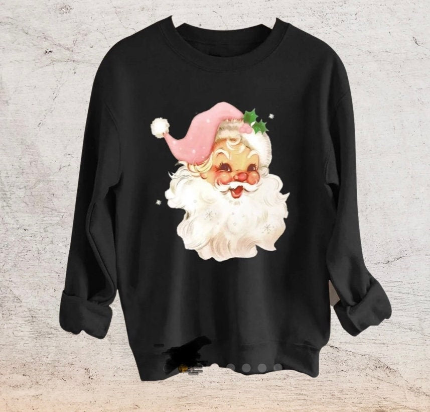 Vintage Santa Sweatshirt, Retro Christmas Shirt, Vintage Christmas Shirt, Happy Santa Shirt, Christmas Santa Shirt