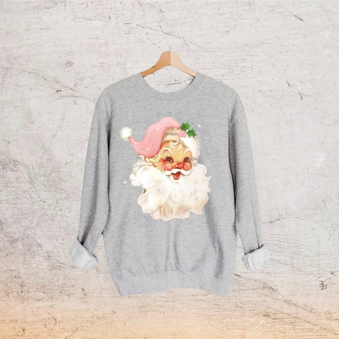 Vintage Santa Sweatshirt, Retro Christmas Shirt, Vintage Christmas Shirt, Happy Santa Shirt, Christmas Santa Shirt