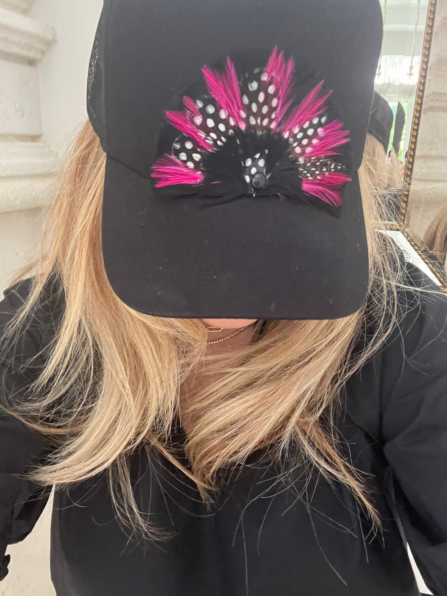 Feather Trucker Hat, Feather Foam Front Trucker Hat
