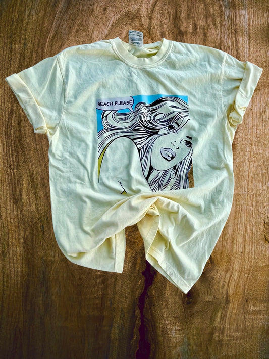 Beach Please Shirt. Vintage Beach Shirt. Vintage Cartoon Shirt.