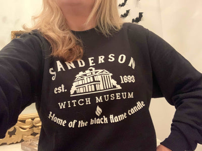 Halloween Sweatshirt /  Sanderson Witch Museum Sweatshirt, Halloween Movie Shirt, Home of the Black Flame  Candle/ Hocus Pocus