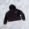 Black Sherpa V Neck with Cherry Embroidery