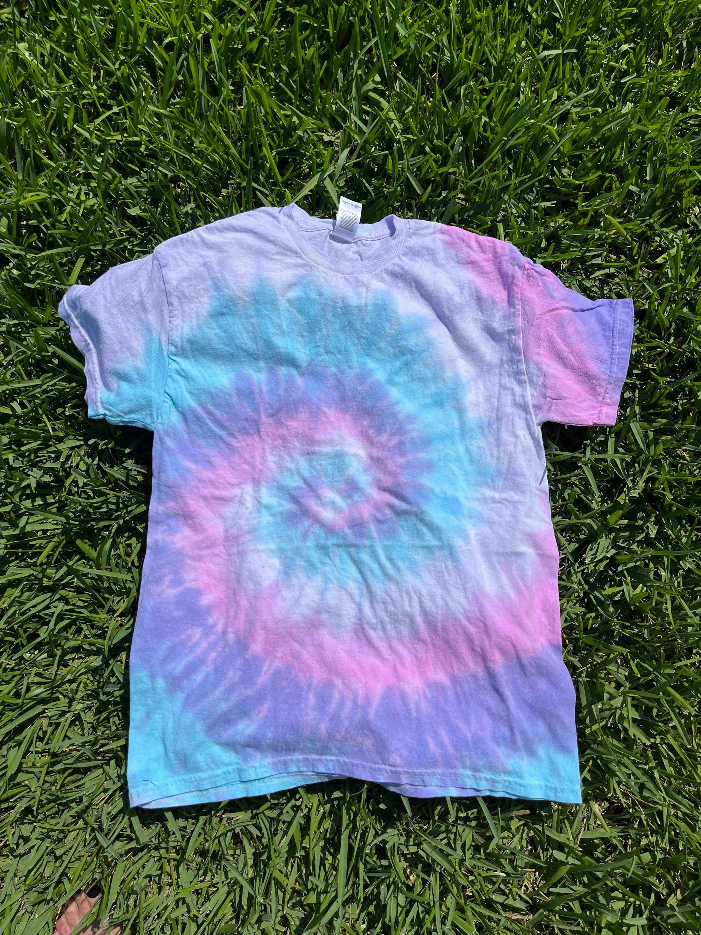 Tie Dye T-shirt Purple Pink Blue Mens Tee Hand Dyed 