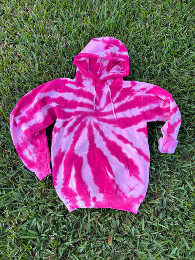 Bubblegum Tie Dye Hoodie Pink Swirl Unisex Fit