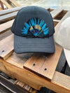 Feather Espresso Trucker Hat Country Western Feather SnapBack Hat Cowboy Western Hat