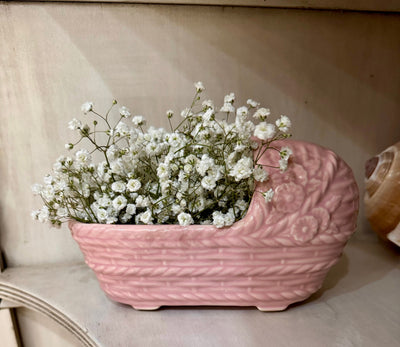 Vintage Baby Planter New Baby Girl Gift Pink Bassinet Baby Gift Planter One of a Kind Baby Gift Succulent Planter