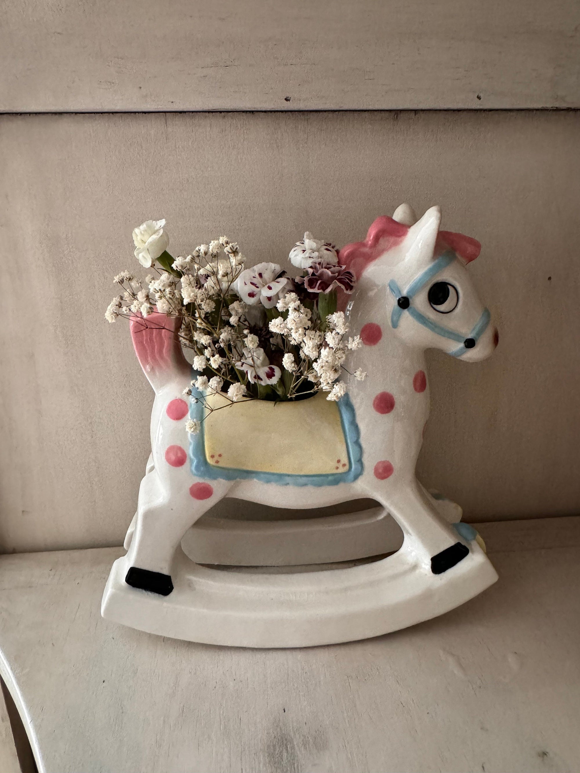 Vintage Rocking Horse Planter Gift Cute Baby Gift Planter One of a Kind Baby Gift Succulent Planter Floral Vase for Baby