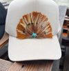 Feather Trucker Hat Western Feather SnapBack Hat Trendy Western Hat Nashville Hat