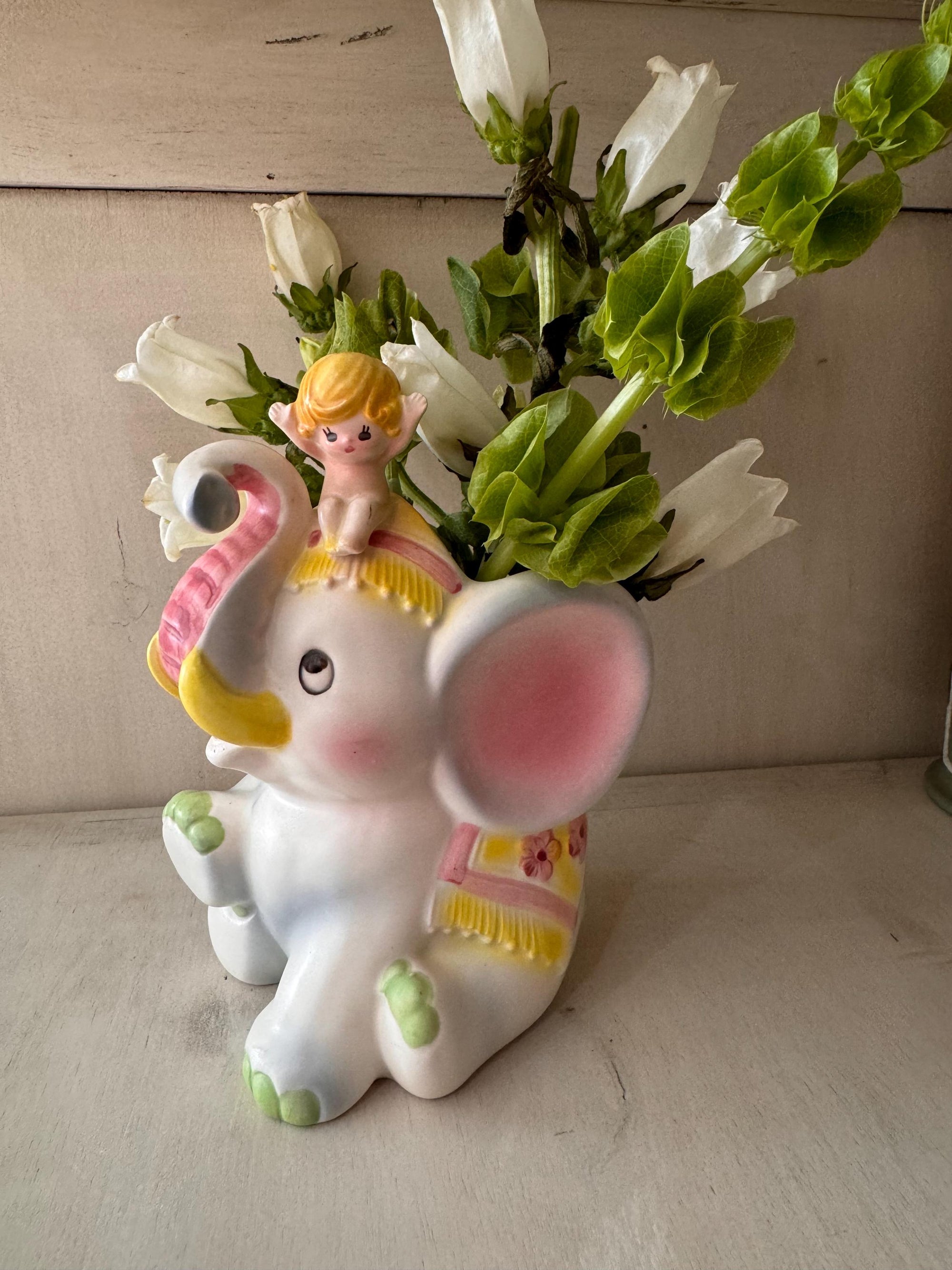 Circus Elephant Baby Planter Rare Fairy Elephant Car Vase Unique Shower Gift Pastel Baby Gift Planter One of a Kind Baby Gift Succulent