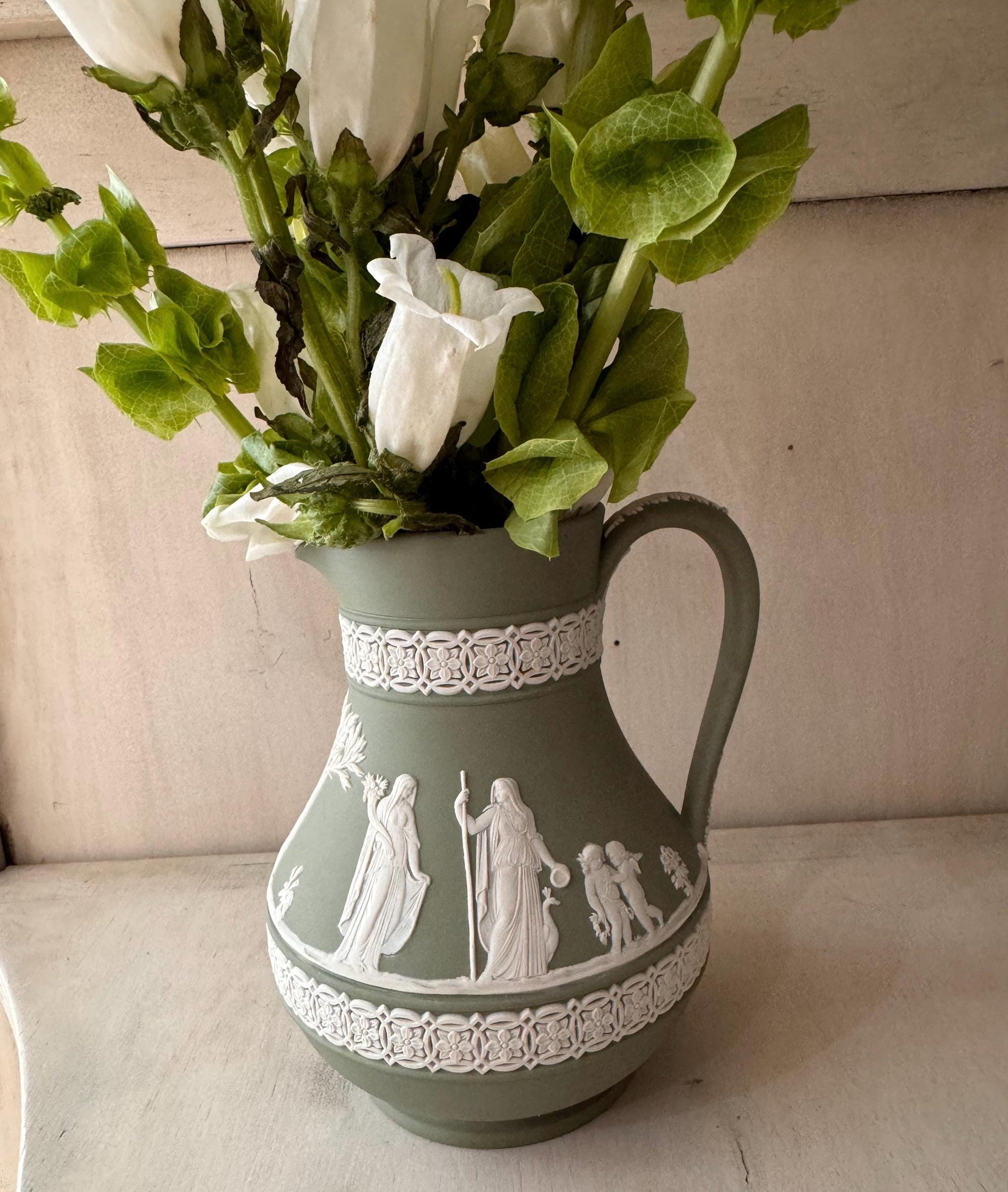 Wedgewood Jasperware cache pot Vase Sage Green Collectible Brigerton vase Vintage orchid pot