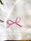 Bow Embroidered linen Hand Towels Pink Bow Towel Blue Bow Towel