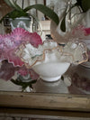 Fenton Vase, Dish and Compote Hand Painted Pink Gold Floral Briderton Decor sold seperate Grand Millenial