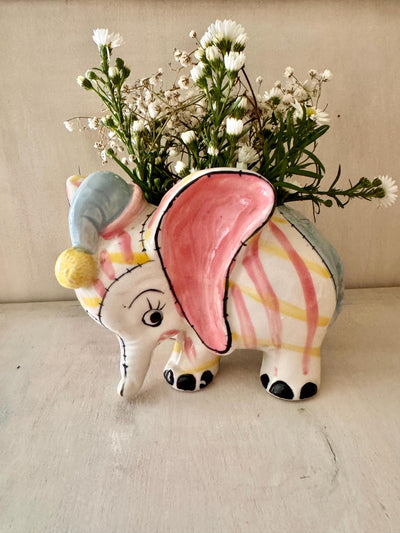 Circus Elephant Baby Planter Rare Fairy Elephant Car Vase Unique Shower Gift Pastel Baby Gift Planter One of a Kind Baby Gift Succulent