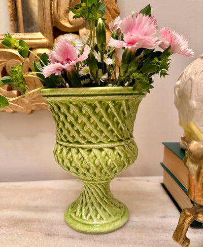 Ceramic Flower Basket Vase Fitz and Floyd Lime Floral Vase Basket weave Kitchen Decor Storage 1988 Vintage Fitz Floyd Ceramics