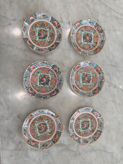 Rose Canton Plates Double Happiness Plates Japanese Asian famille Verte Painted Vintage Chinoiserie Chinese Butterfly Plate Wall Plates