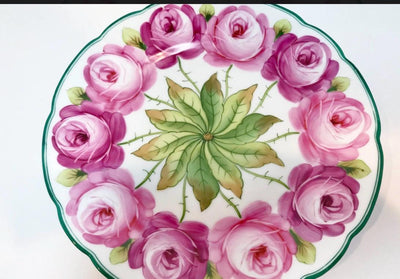 big rose hand painted plate
