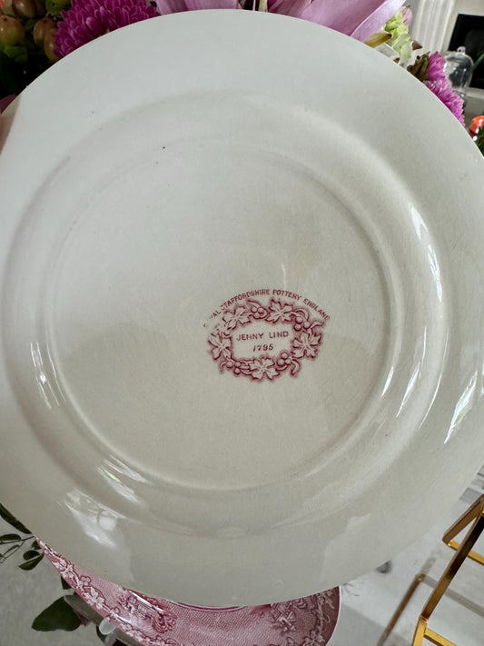 Pink Royal Staffordshire Plates Made in England Jenny Lind 1795 Pink Cream Plate wall plates