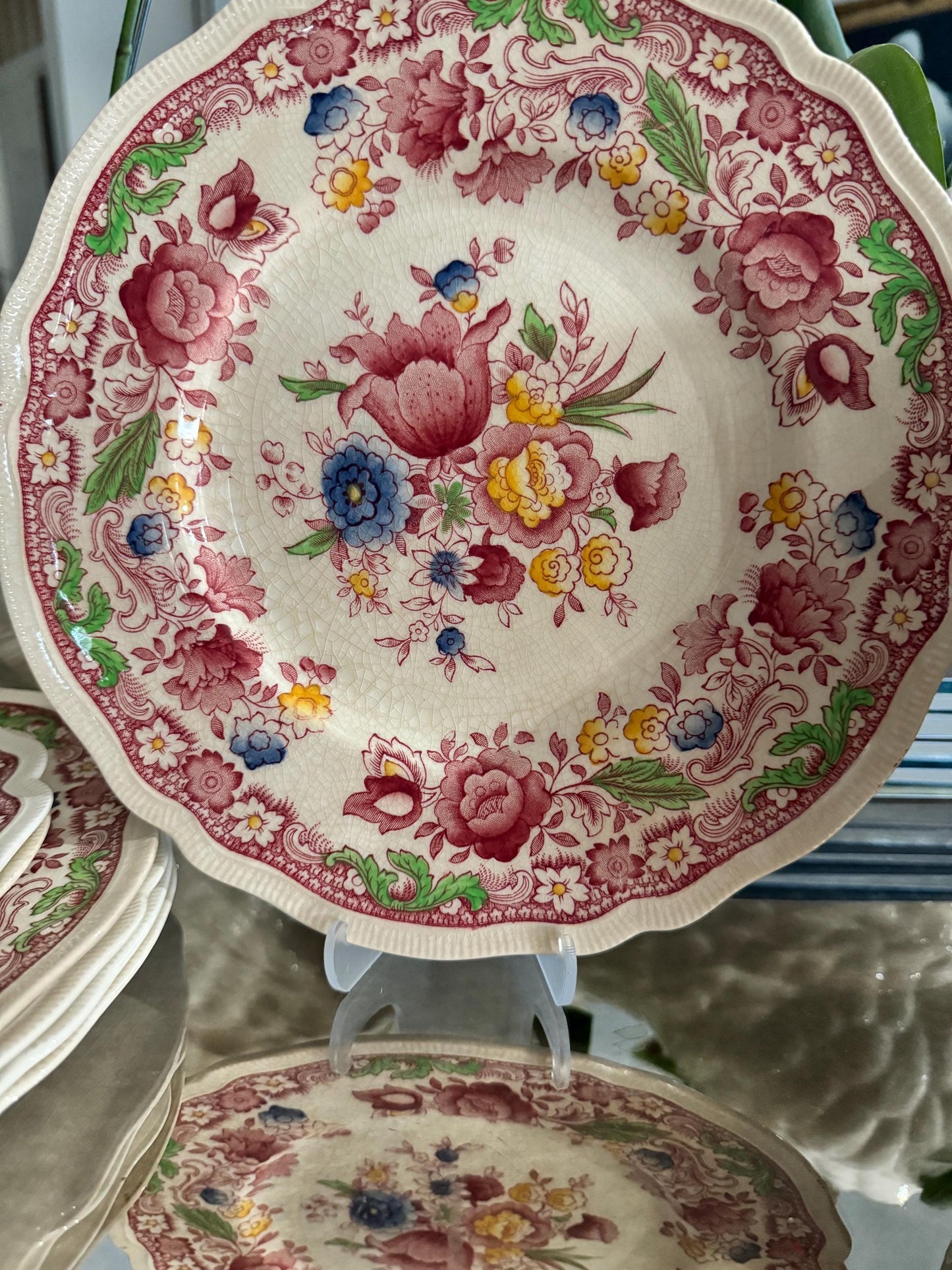 Pink Royal Staffordshire Plates Made in England Jenny Lind 1795 Pink Cream Plate wall plates