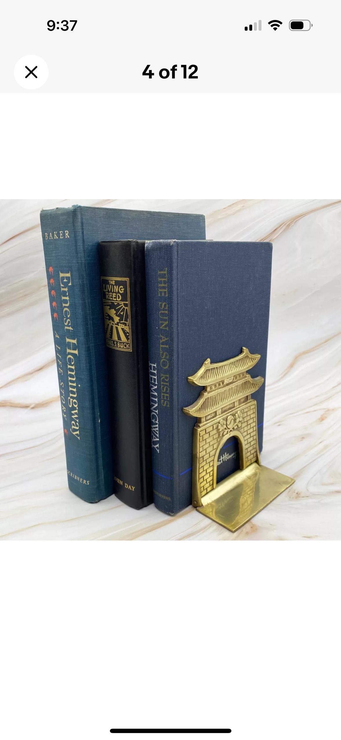 Pagoda Brass Bookends Vintage MCM giftable Vintage Bookends Grand Millenial Decor set of bookends gift for reader