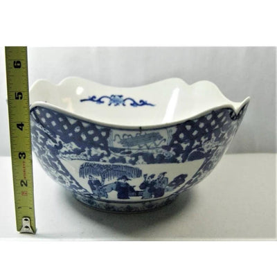 Blue White JUWC Plate Dishes United Wilson Collectible octogan bowl Vintage Blue white Floral bowl with special wall hangers