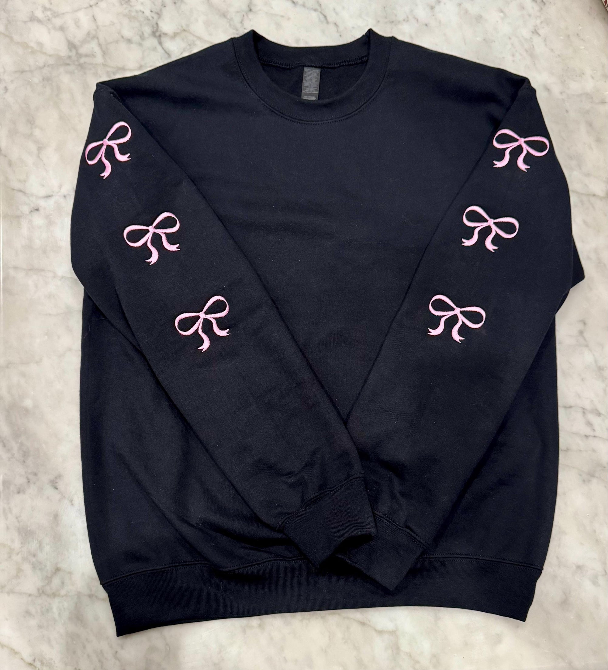 Pink Bow  embroidered sweatshirt