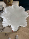 white Fenton glass serving bowl large white glass bowl with lettuce edge