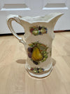 ironstone staffordshire pitcher vase floral design 14k edges