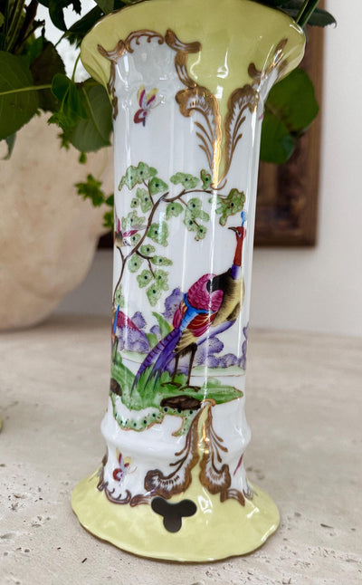 Chelsea House pair of Vases Floral Mantle Vases chinoserie