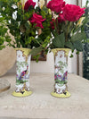 Chelsea House pair of Vases Floral Mantle Vases chinoserie