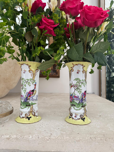 Chelsea House pair of Vases Floral Mantle Vases chinoserie