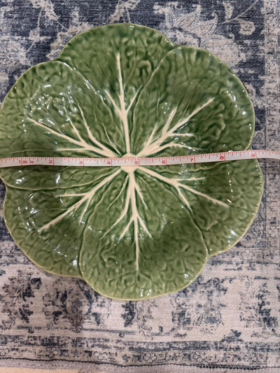 Bordallo Green Cabbage Chargers Cabbage Leaf 12 inch Excellent Vintage set of 2 Plates Dinner Size and Lunch Size Plates
