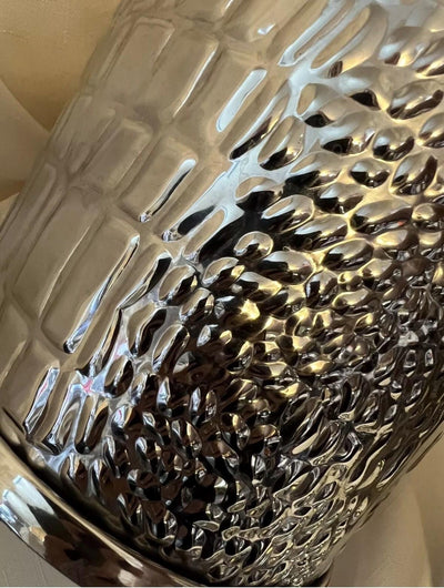 Ralph Lauren Home Bar Ware Silver Set Ice Bucket and Shaker Crocodile Repousse Pattern Stainless Retired rare