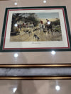George Wright Set of 4 Lithographs Hand Painted Meet at Crossroads series Hunt Hound Scenes Excellent vintage framed prints