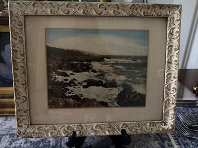 J.M. Garrison Hand Painted Angry Sea Photograph Moody Ocean Painting