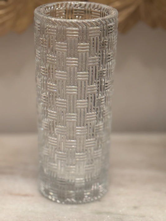 Tiffany crystal basket weave vase