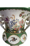 JUWC Vase Urn Green Floral Bird Base Ormolu Feet Wong Lee Urn Vase Vintage JUWC 1895