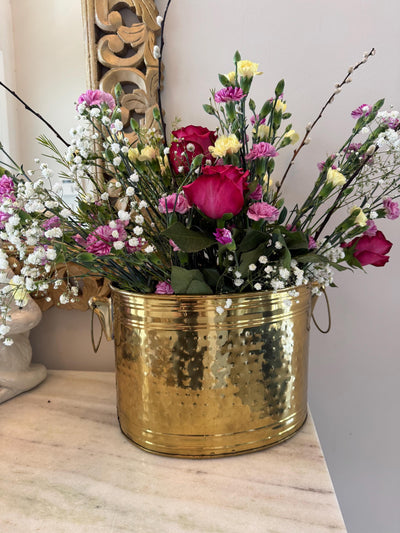brass magazine bucket bin brass divided wood bucket