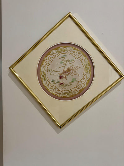 Chinese silk art framed koi fish silk