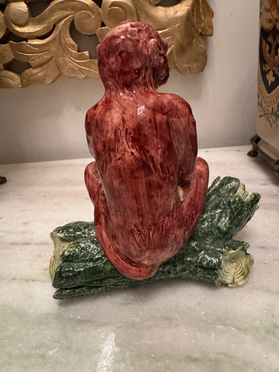 Italian Ceramic Monkey Figure MCM Ceramic Signed Monkey Made in Italy