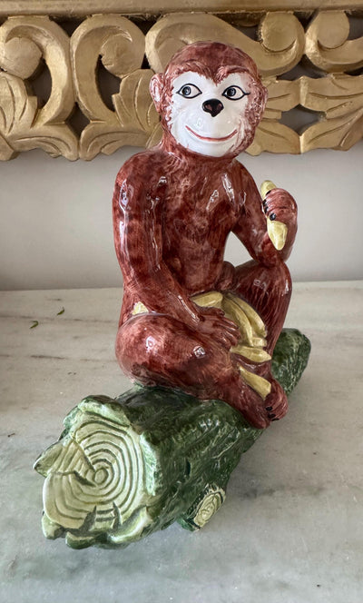 Italian Ceramic Monkey Figure MCM Ceramic Signed Monkey Made in Italy