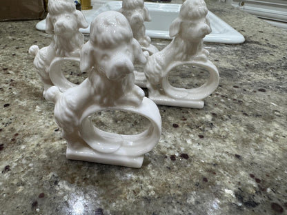 poodle napkin rings set of 4 white poodle dog napkin rings MCM napkin rings