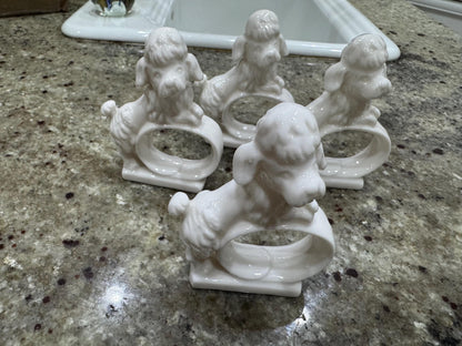 poodle napkin rings set of 4 white poodle dog napkin rings MCM napkin rings