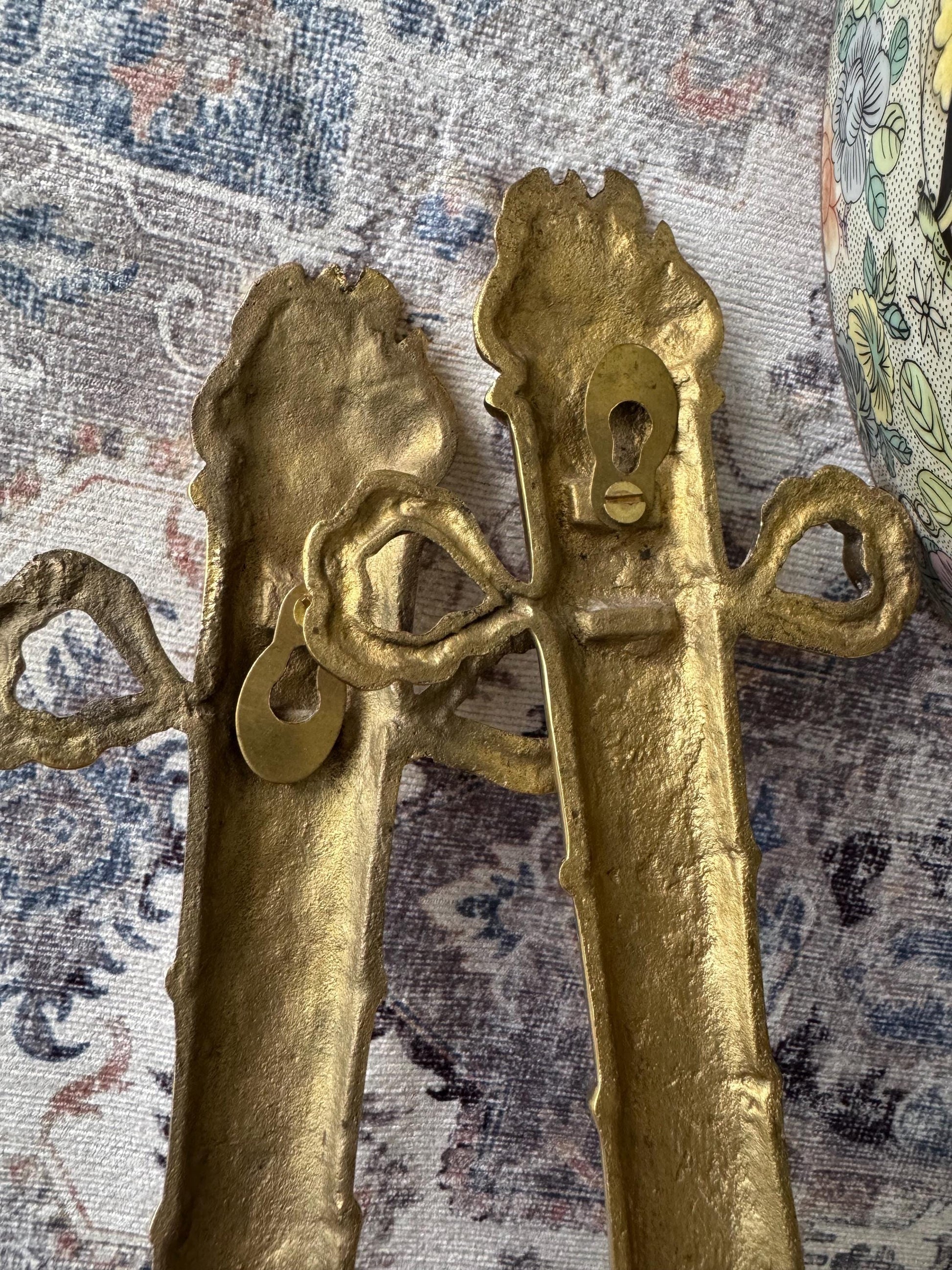 Bow Brass Sconces Candle Holder Pair MCM Sconces Beautiful Brass Sconces Bow Hanger