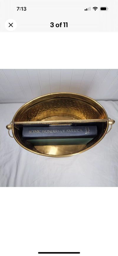 brass magazine bucket bin brass divided wood bucket