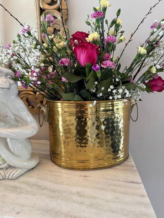 brass magazine bucket bin brass divided wood bucket