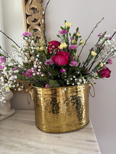 brass magazine bucket bin brass divided wood bucket