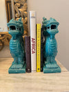 Dragon Figures Book Ends pair of ceramic MCM Dragons Turquoise Dragons