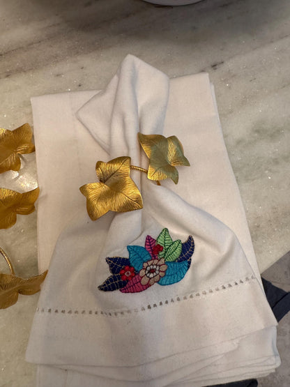 Gold Leaf Napkin Rings MCM set of 4 beautiful